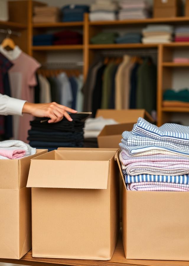 Caixas de papelão usadas por confecção de roupas